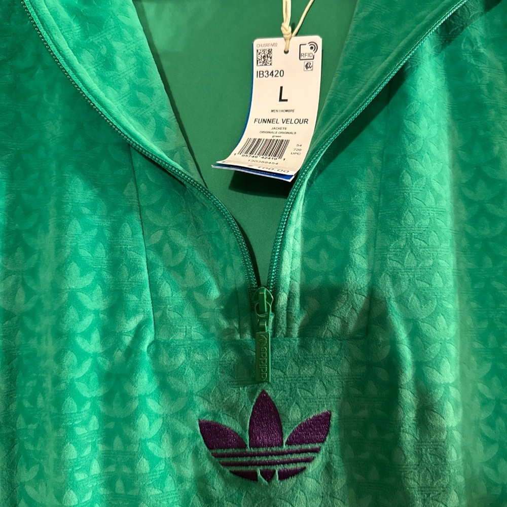 Brand New Adidas Originals Men Monogram Velour Jacket size Large